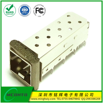 SFP+光纤插座-1x1压接式\焊接式-带导电棉\导光柱