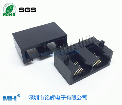 56单层1*2 全塑RJ45Jack 10P8C 卧式插板带缺口