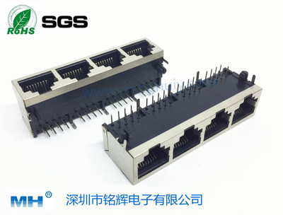 1*4屏蔽无灯 RJ45Jack 长度18MM 10p8C