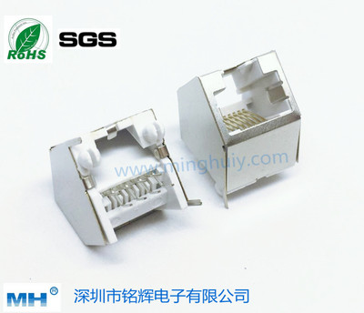 45度 插板RJ45Jack 屏蔽8P8C 扁针