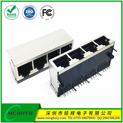 1*4-RJ45插座-10p8c无灯带弹片