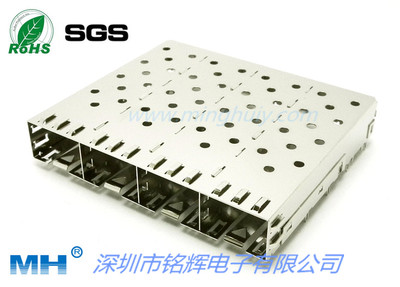 SFP光纤模块插座-1x4焊接式\压接式 无导光柱